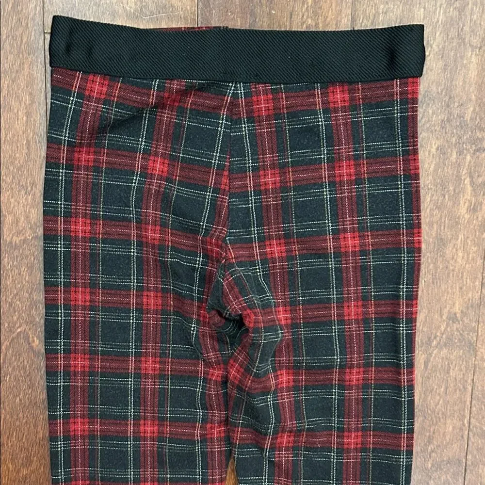 Zara Kids Red and Black Plaid Leggings, Size 11/12